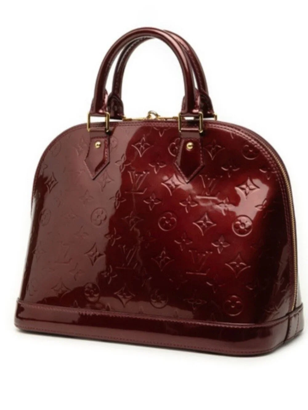 Louis Vuitton Vernis Alma PM Handbag in Burgundy Patent With The Bag